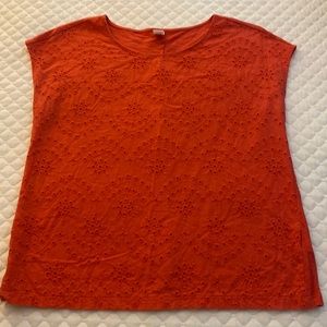OLD NAVY top size small eyelet front, knit back deep orange color 100% cotton